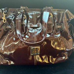 Dooney & Bourke Shiny Brown Leather Shoulder Bag